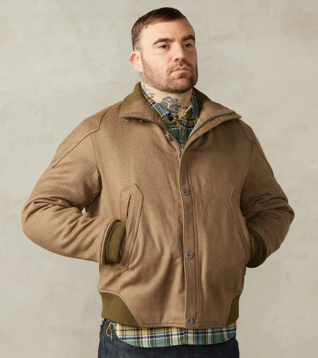 American Vector Bomber - Fox Brothers® Fawn Covert Cloth