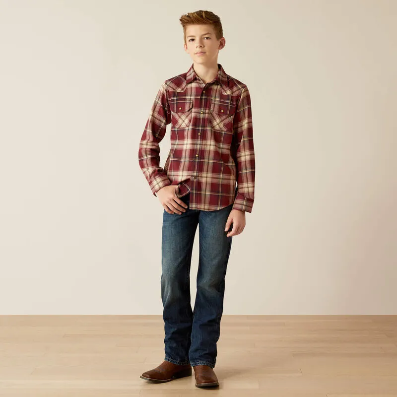 ARIAT BOYS HARLEE RETRO FIT SNAP SHIRT WINDSOR WINE