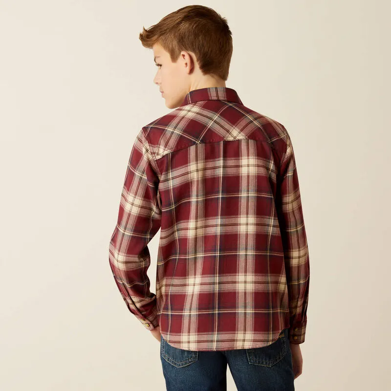 ARIAT BOYS HARLEE RETRO FIT SNAP SHIRT WINDSOR WINE