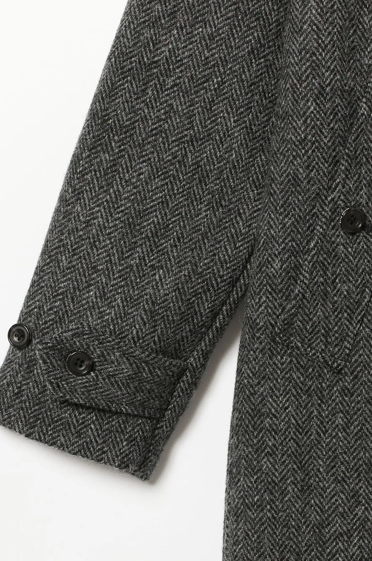 Bal Collar Coat Harris Tweed Gray Herringbone