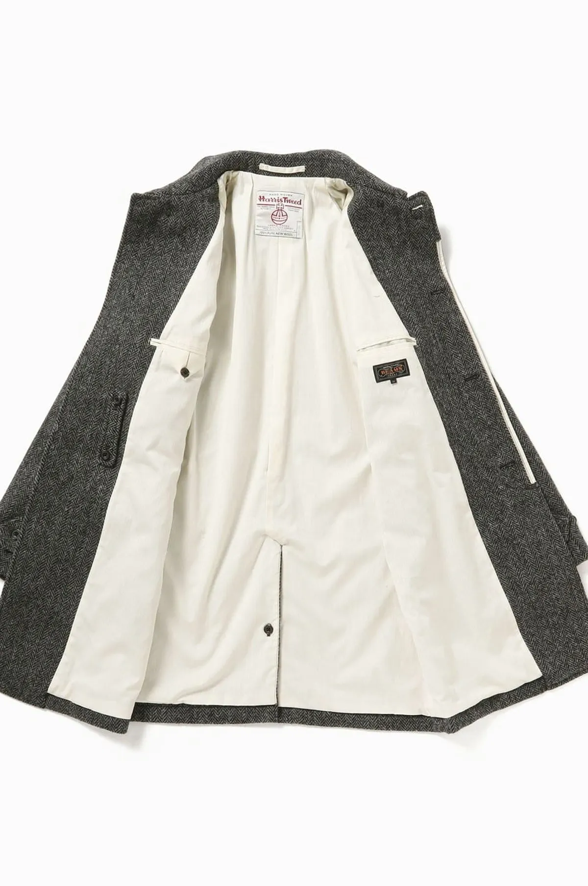 Bal Collar Coat Harris Tweed Gray Herringbone