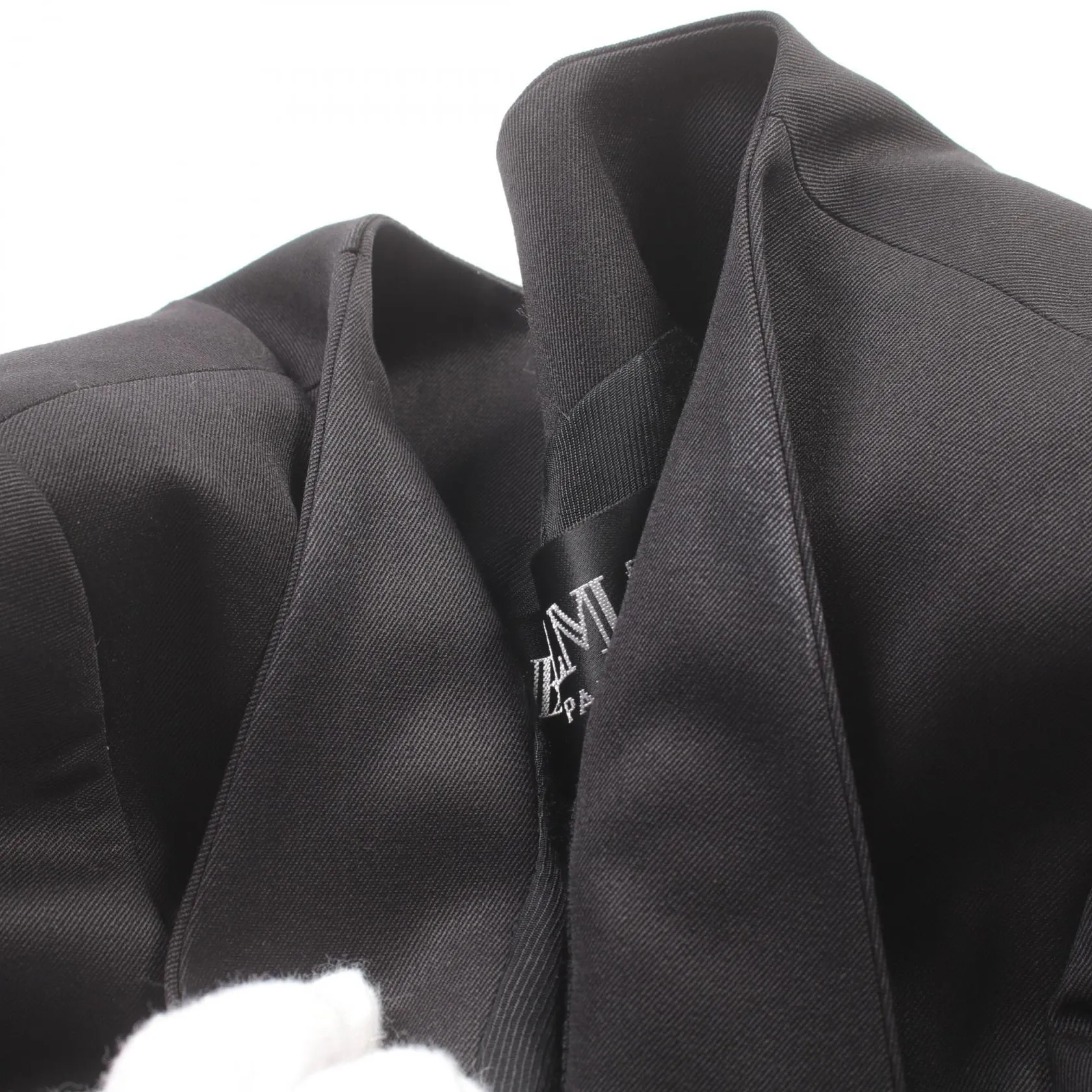 Balmain Wool Collarless Jacket Black
