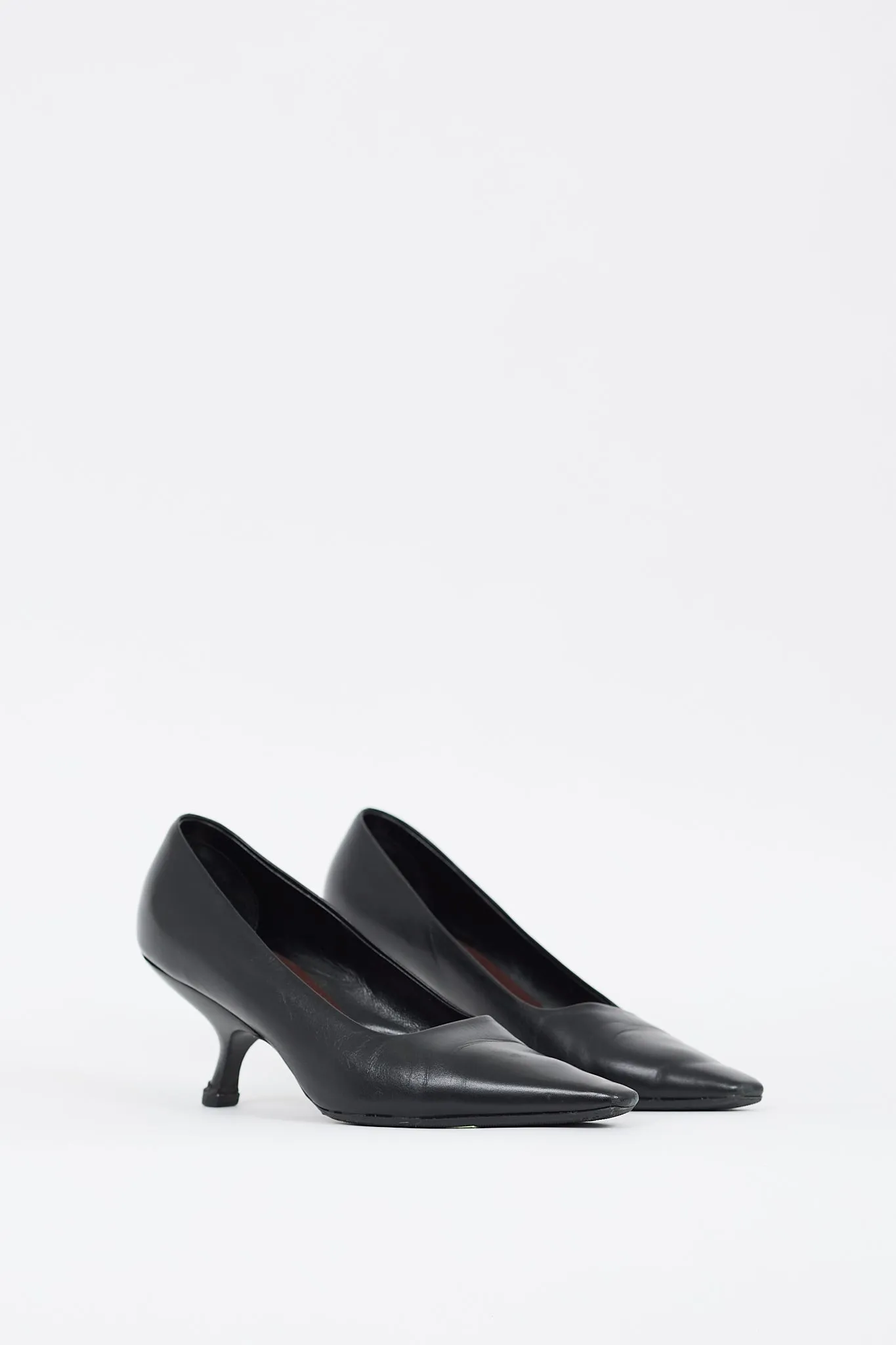 Black Leather Pointed Pump