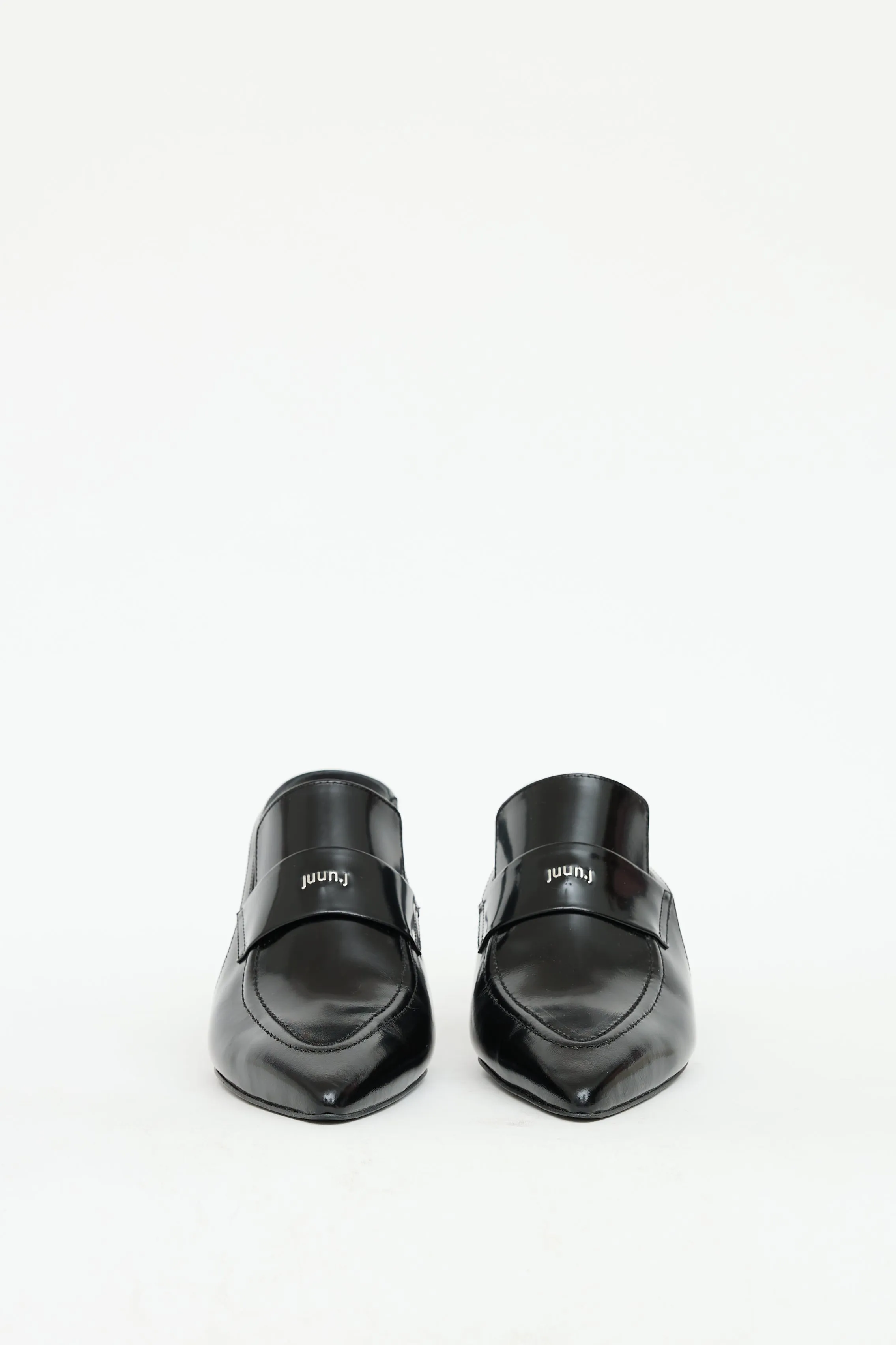 Black Patent Slingback Loafer Heel