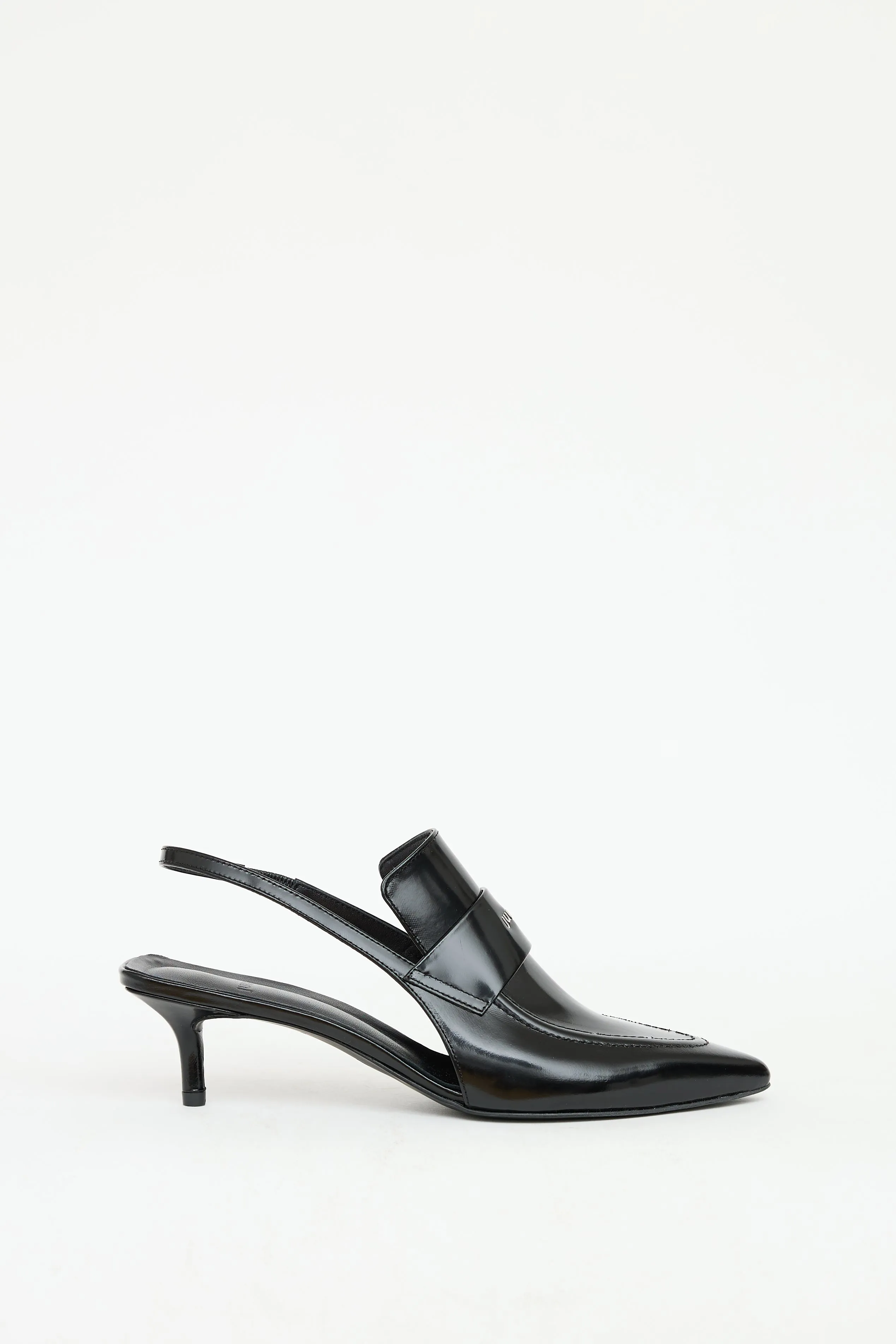 Black Patent Slingback Loafer Heel