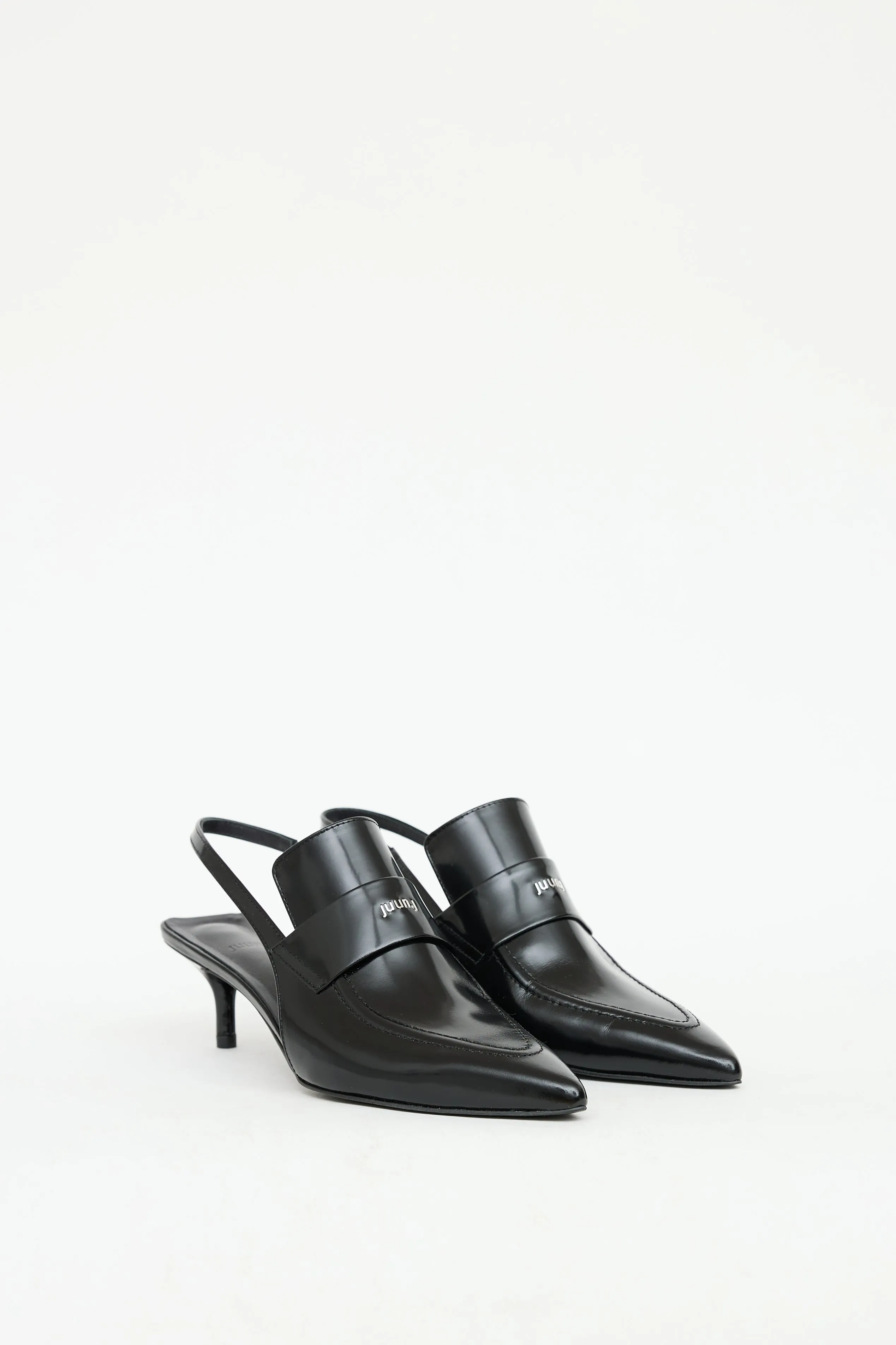 Black Patent Slingback Loafer Heel