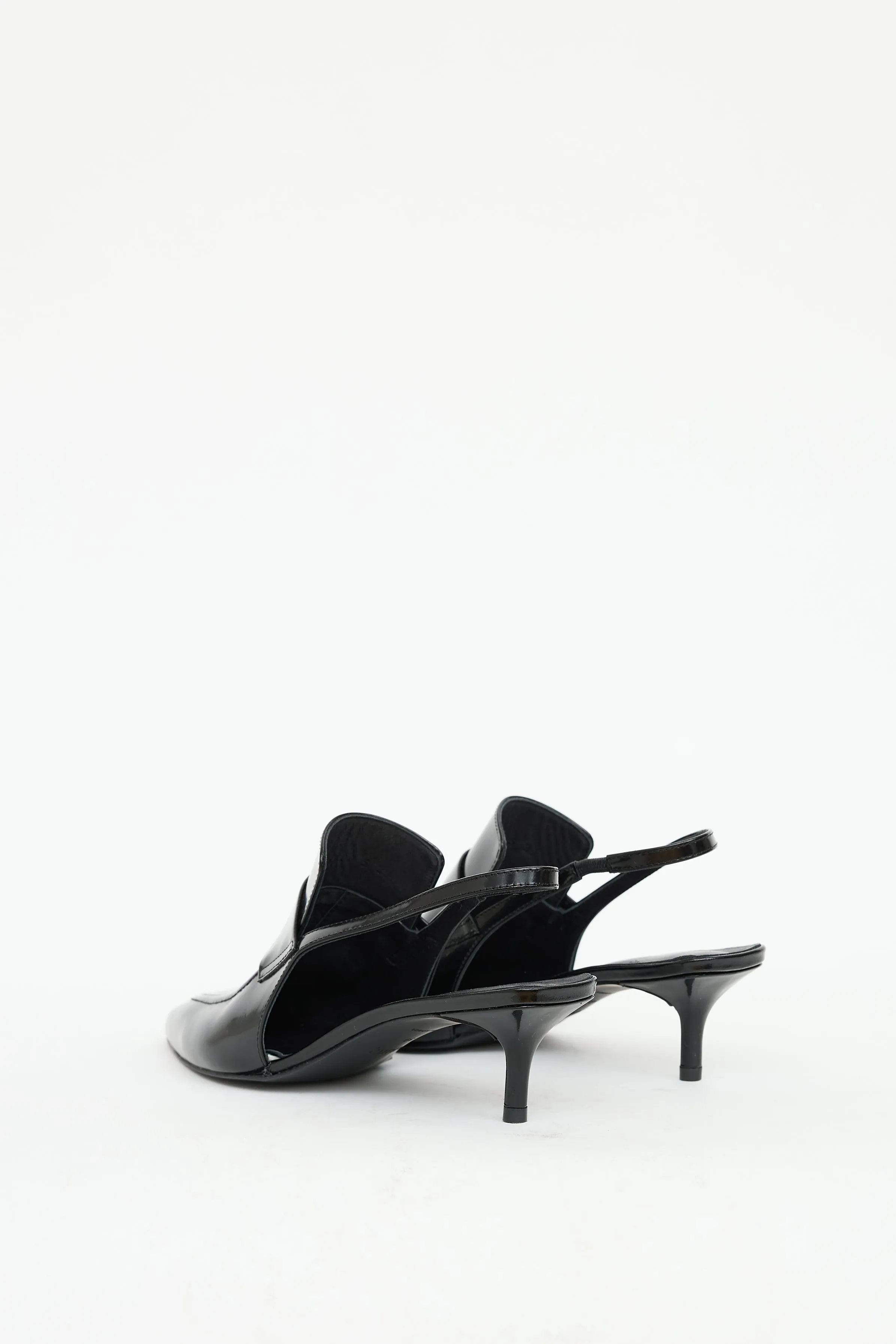 Black Patent Slingback Loafer Heel