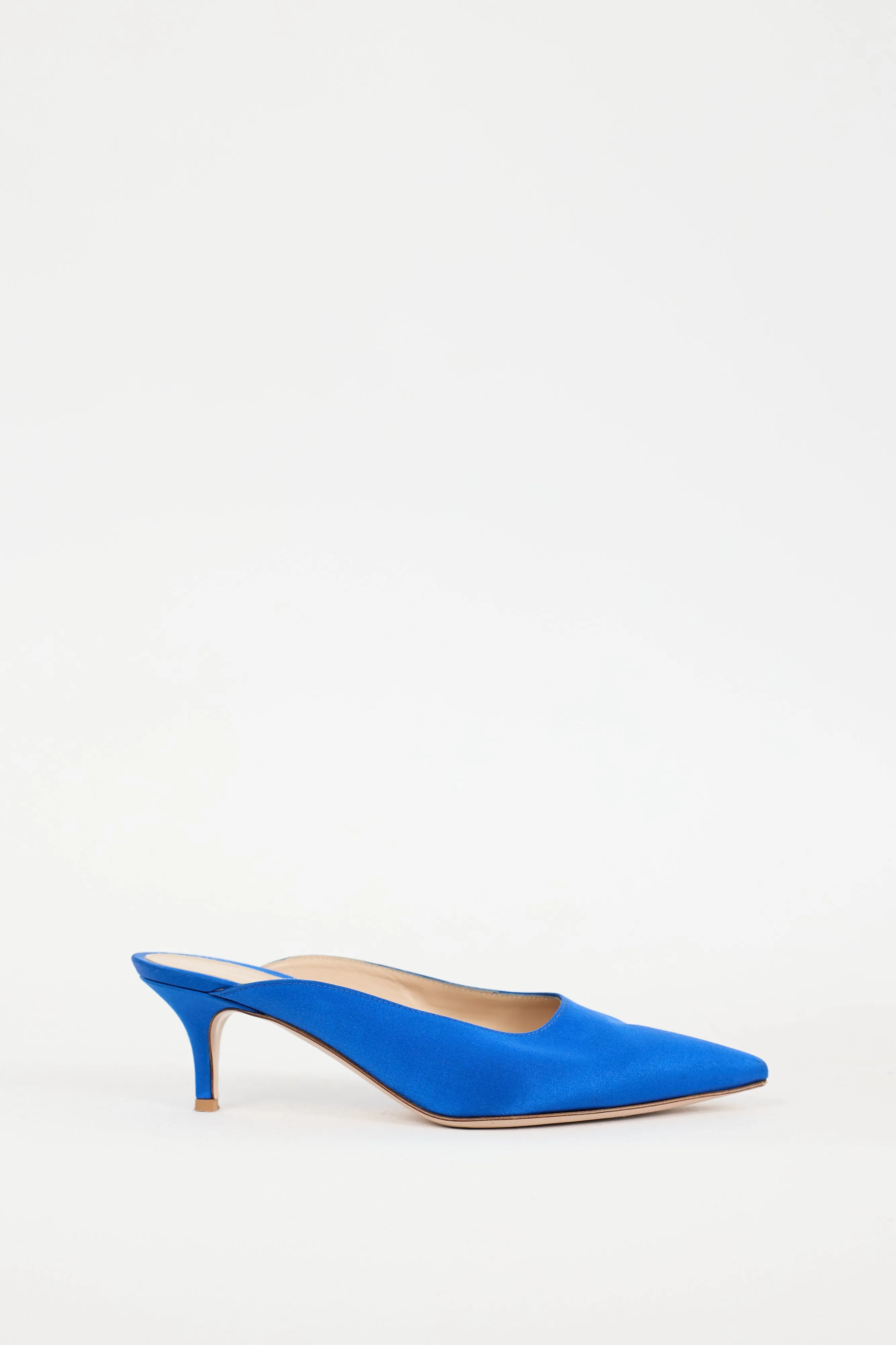 Blue Satin Paige Mule