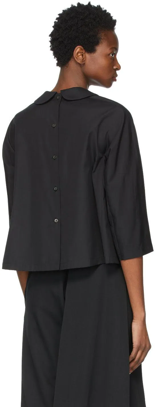 Comme des GarÃ§ons Comme des GarÃ§ons Black Poplin Chest Frills Blouse