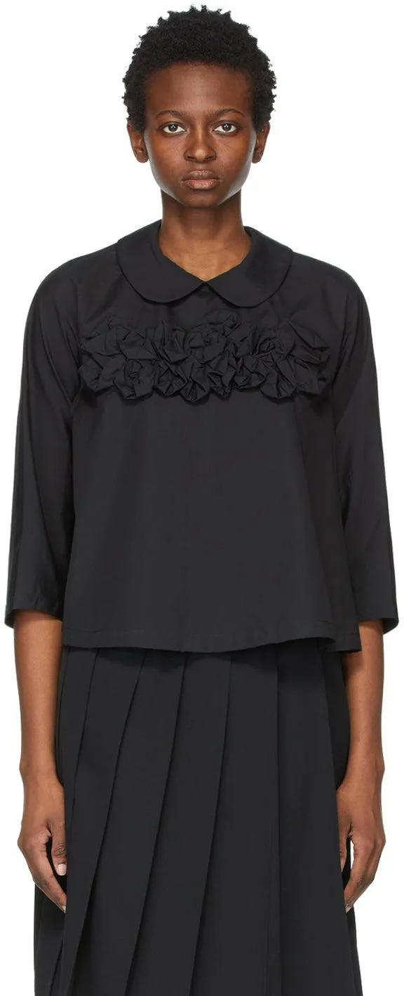 Comme des GarÃ§ons Comme des GarÃ§ons Black Poplin Chest Frills Blouse