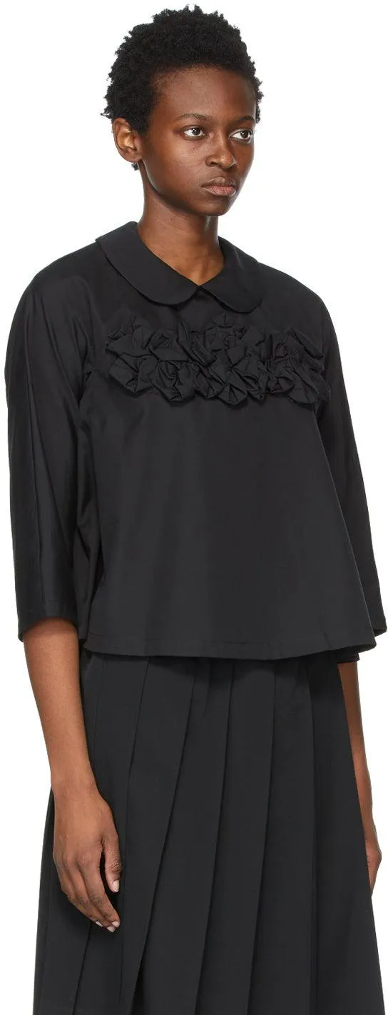 Comme des GarÃ§ons Comme des GarÃ§ons Black Poplin Chest Frills Blouse