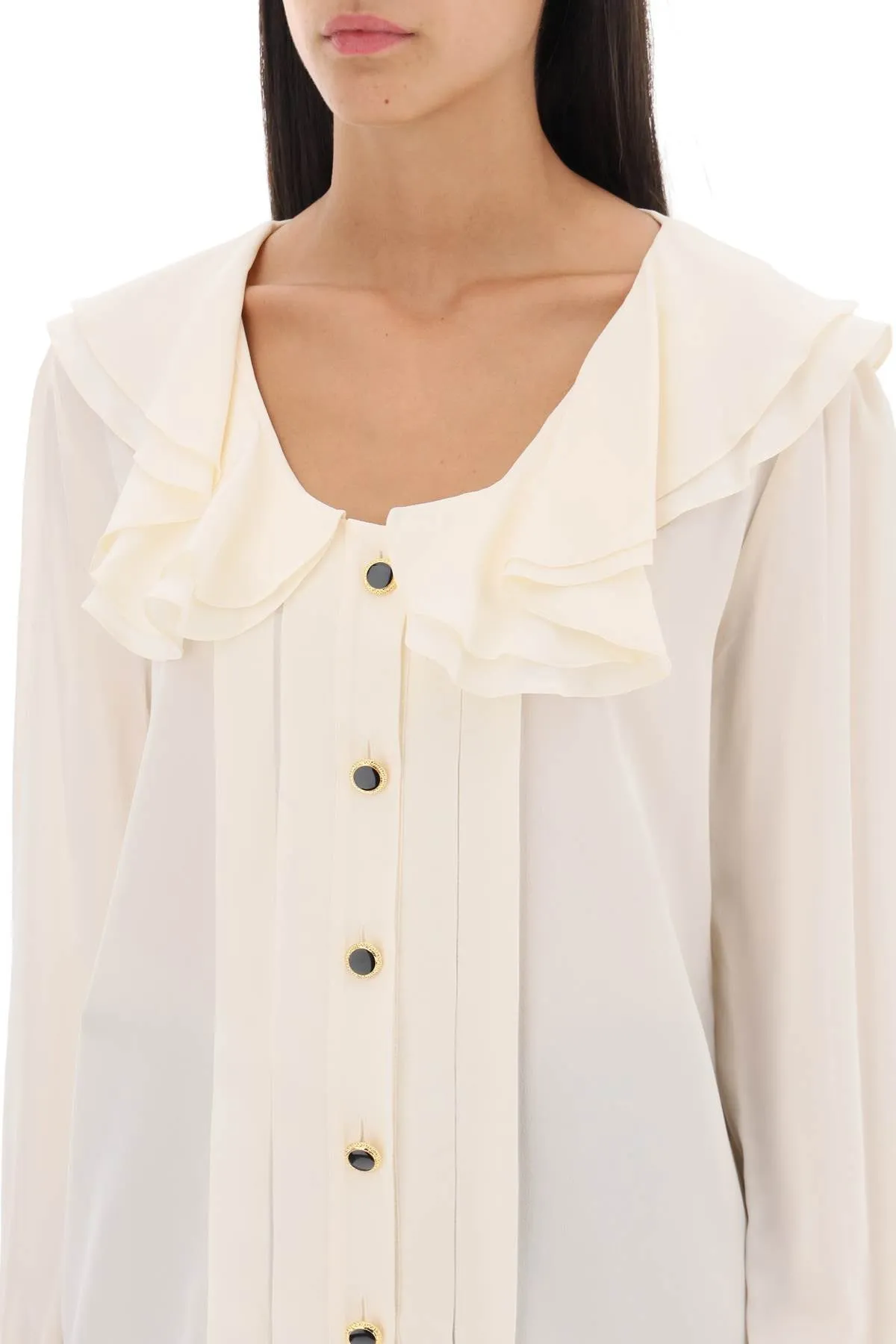 crepe de chine blouse with frills