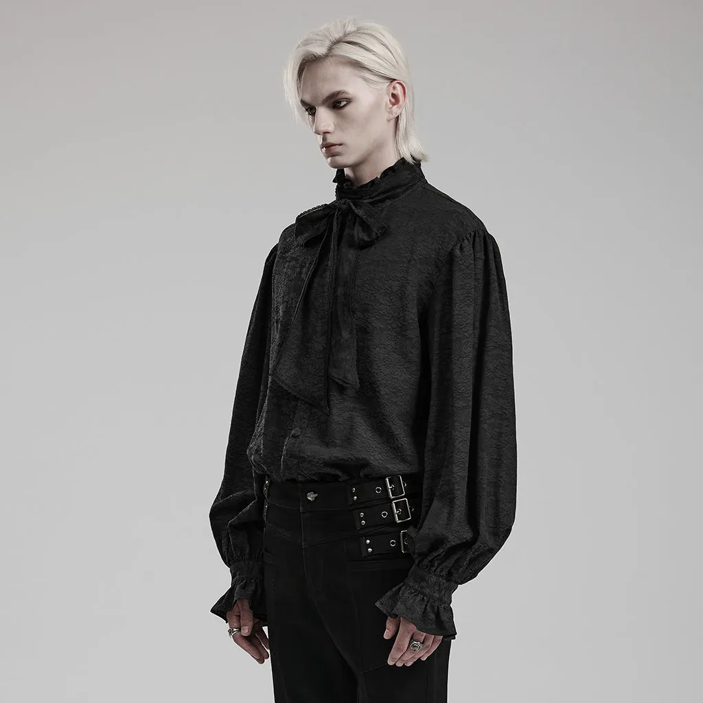 Detachable bow tie men Goth jacquard shirt WY-1540CCM