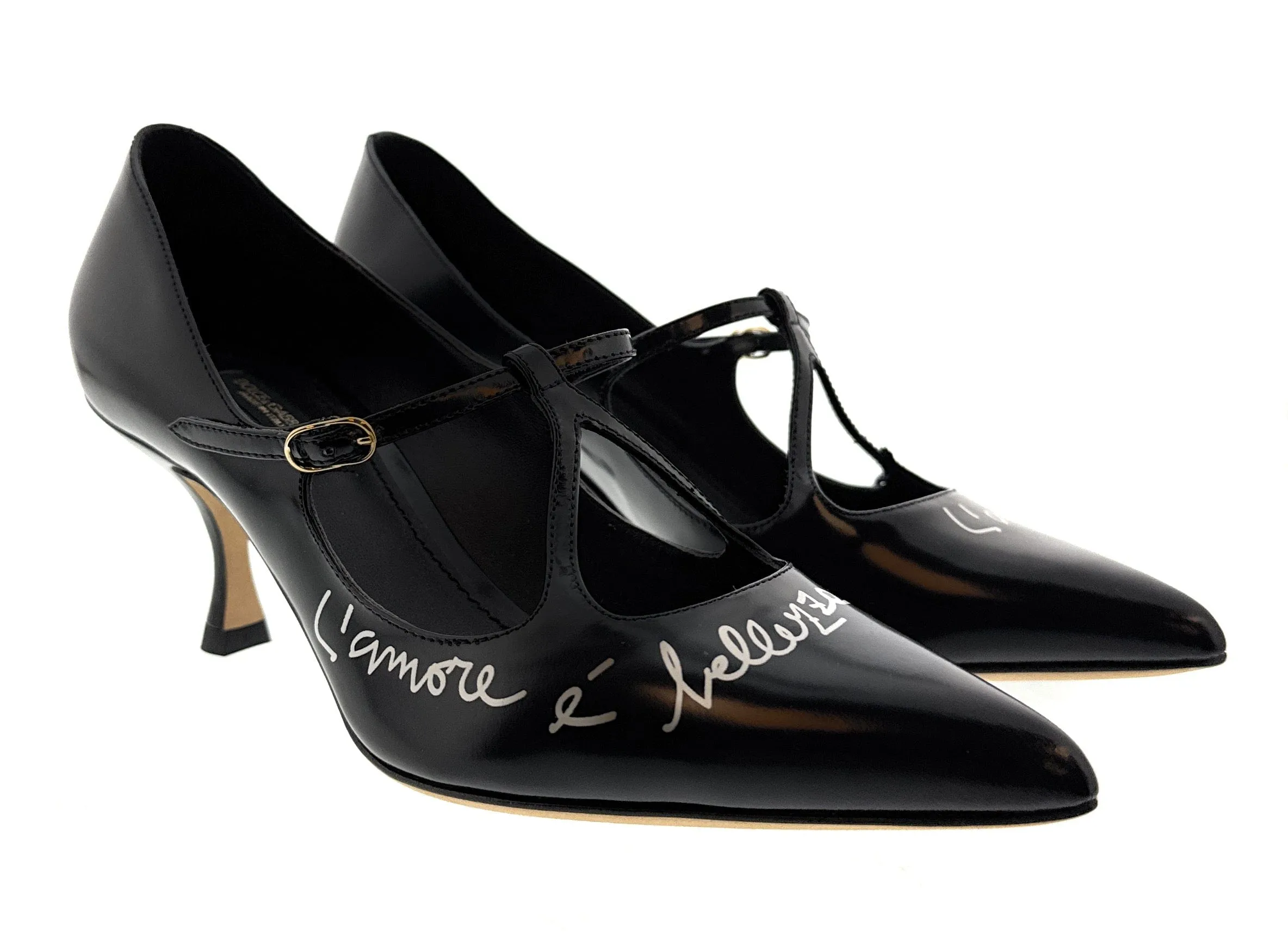 Dolce & Gabbana Black Classic T-Strap Kitten Heels-EU37