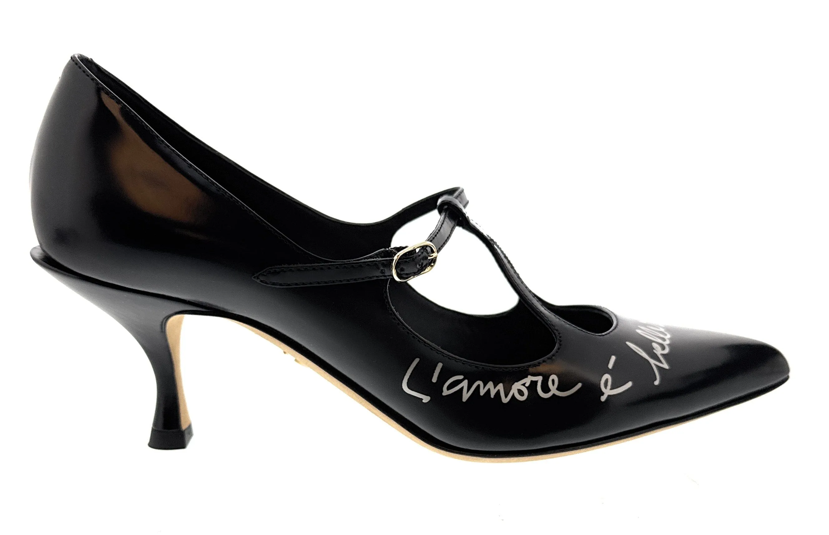 Dolce & Gabbana Black Classic T-Strap Kitten Heels-EU37