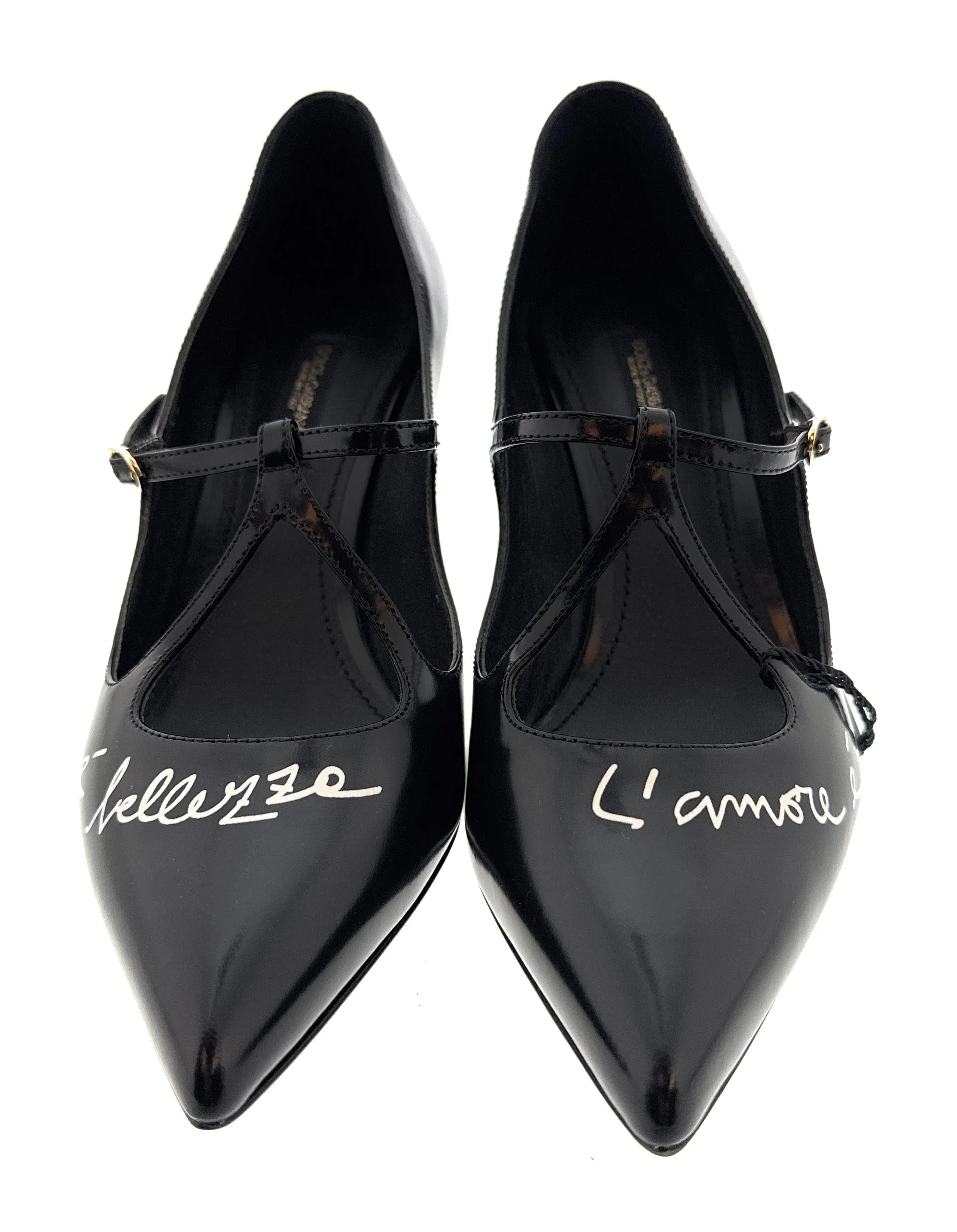 Dolce & Gabbana Black Classic T-Strap Kitten Heels-EU37