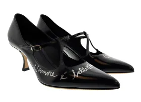 Dolce & Gabbana Black Classic T-Strap Kitten Heels-EU37