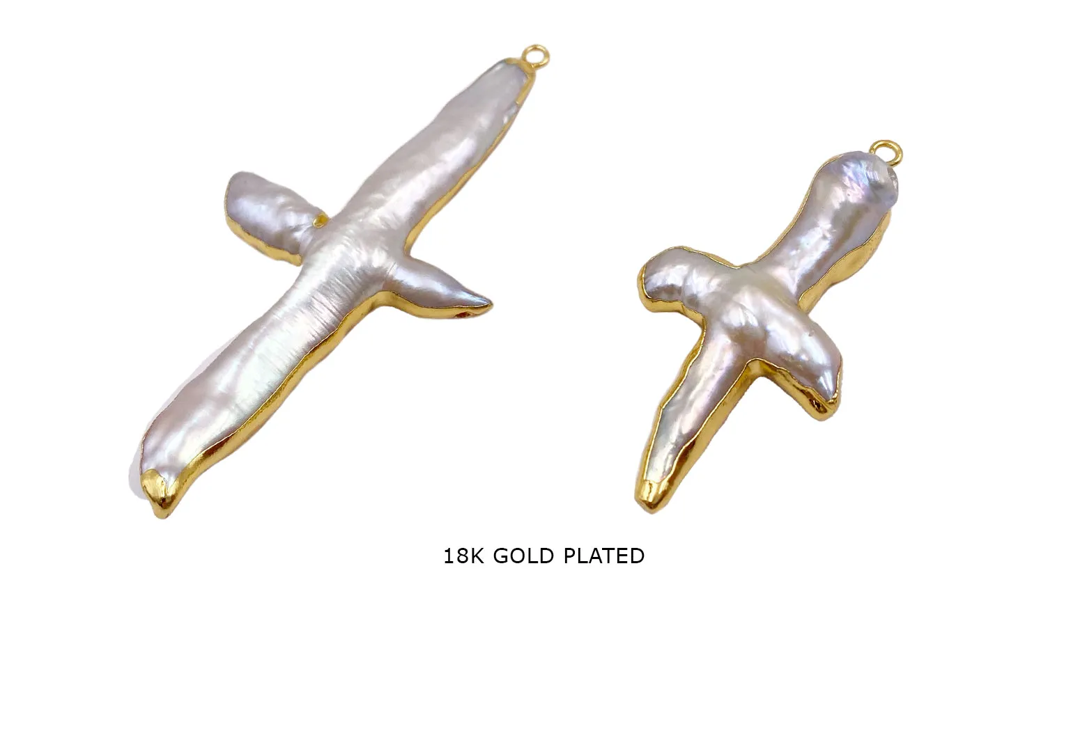 FWP1112 Fresh Water Pearl Cross Pendant With Gold Lining