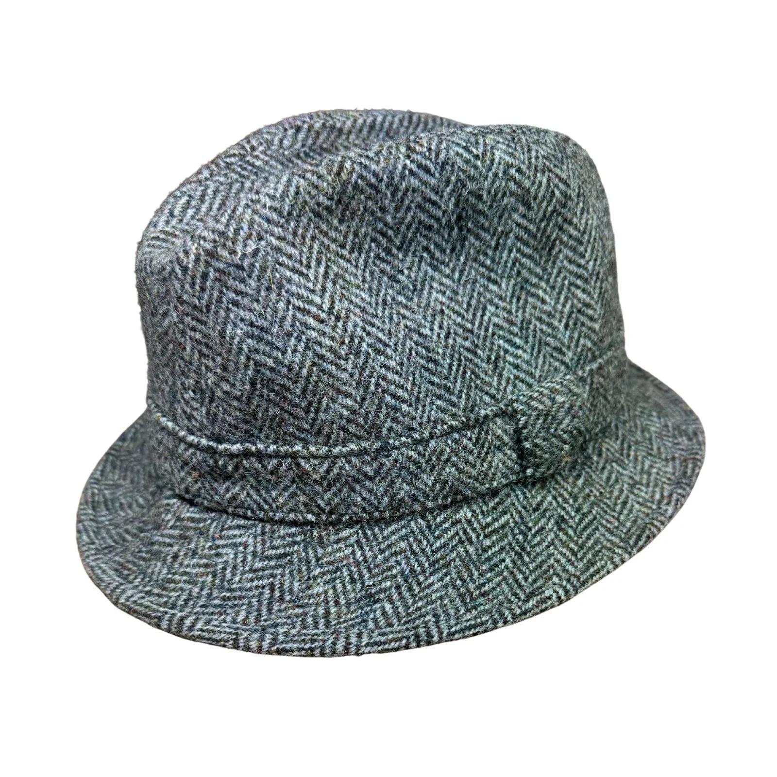Harris Tweed Failsworth Elgin Made in Britain Trilby Hat - Blue/Grey