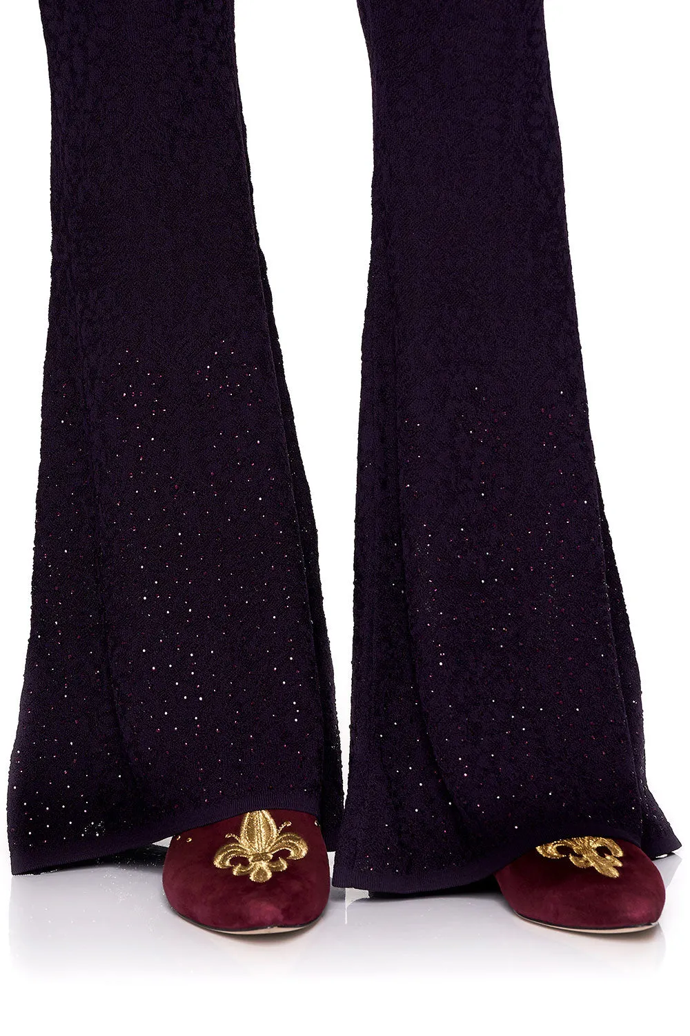 LACE KNIT FLARE PANT WILD FLOWER