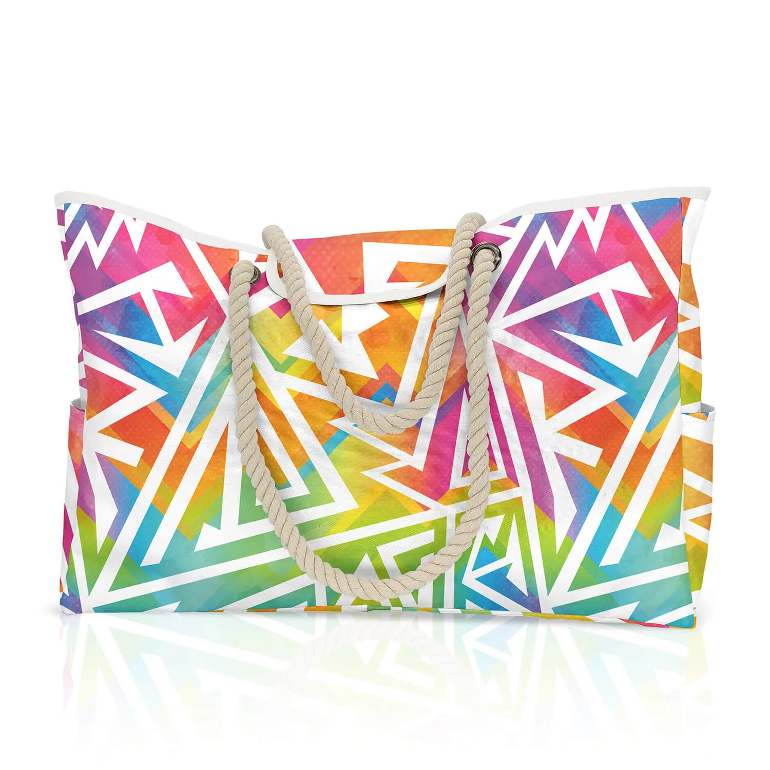 Larg Capacity Stripe Printing Oxford Beach Bag-Showtown