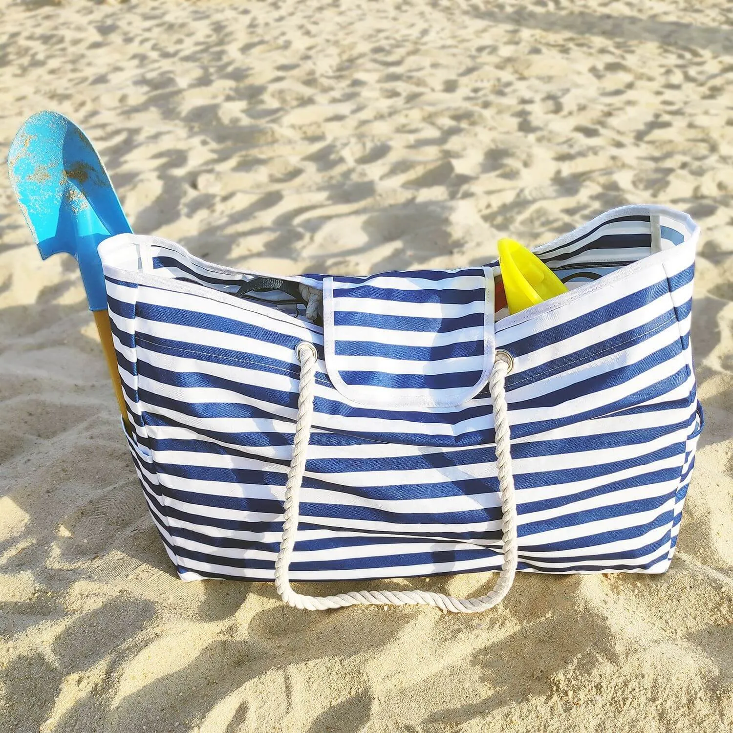 Larg Capacity Stripe Printing Oxford Beach Bag-Showtown
