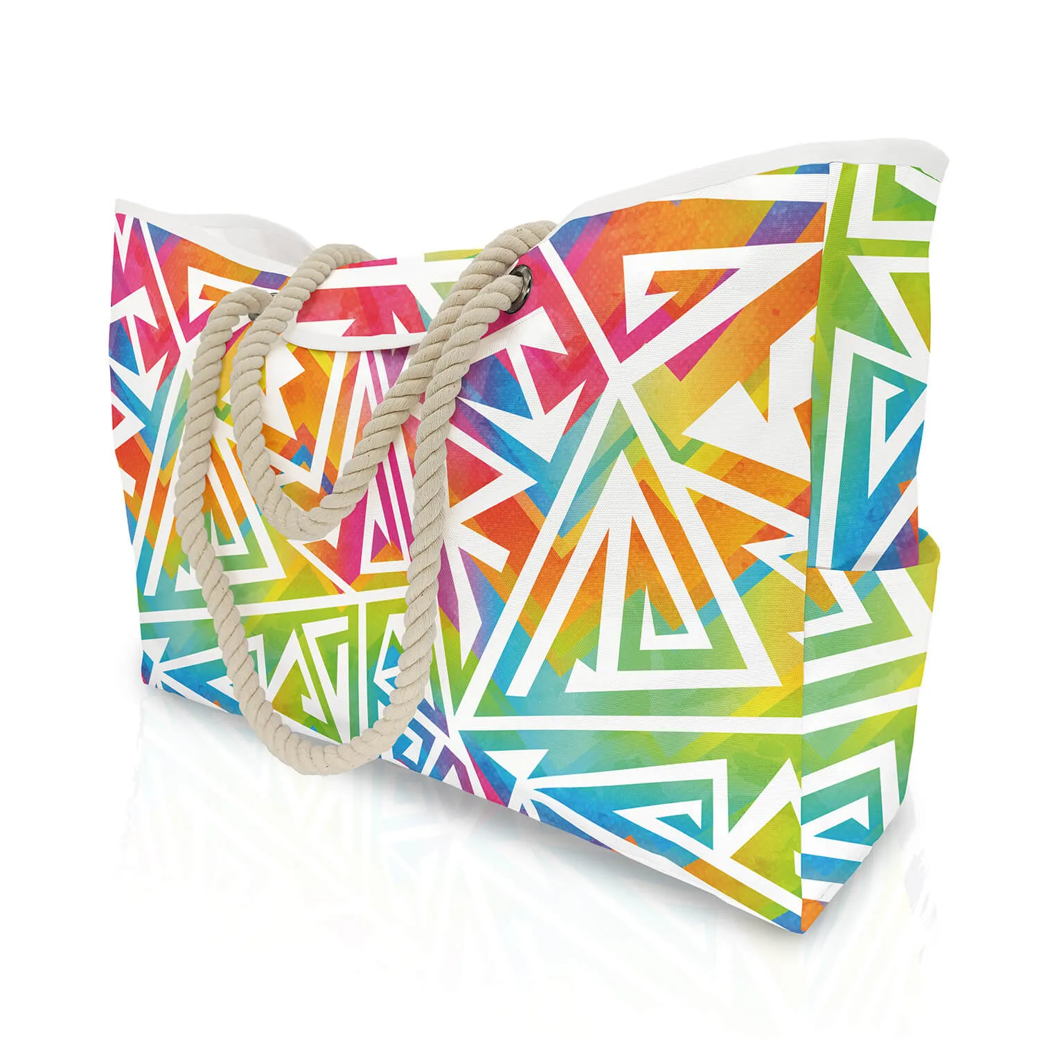 Larg Capacity Stripe Printing Oxford Beach Bag-Showtown