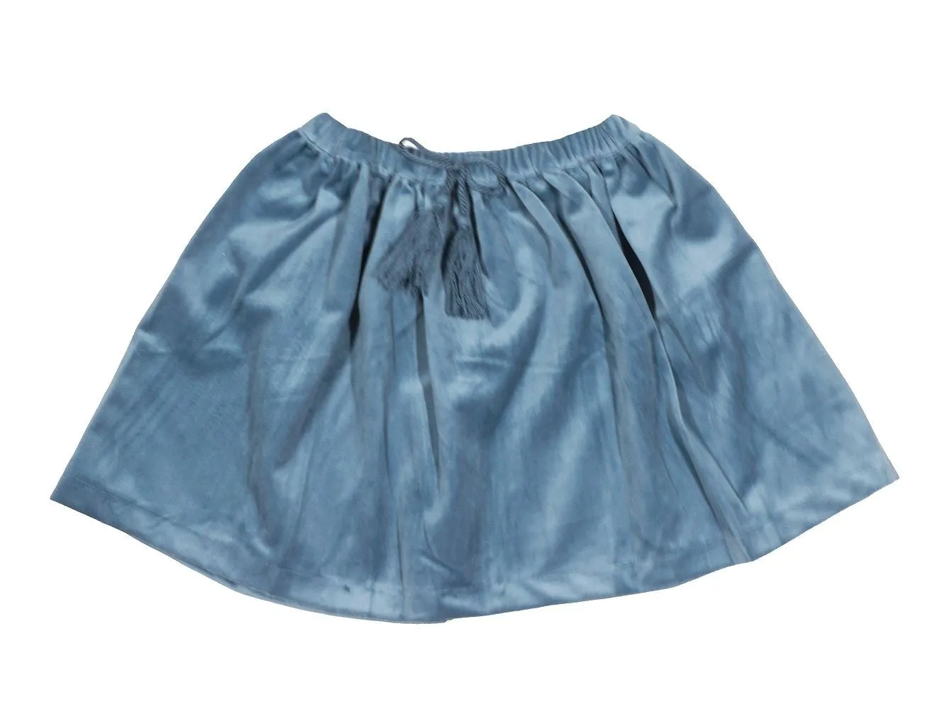 LuLu BeBe Girls Zoe Velvet Skirt - Tassel Tie - Wedgewood Blue