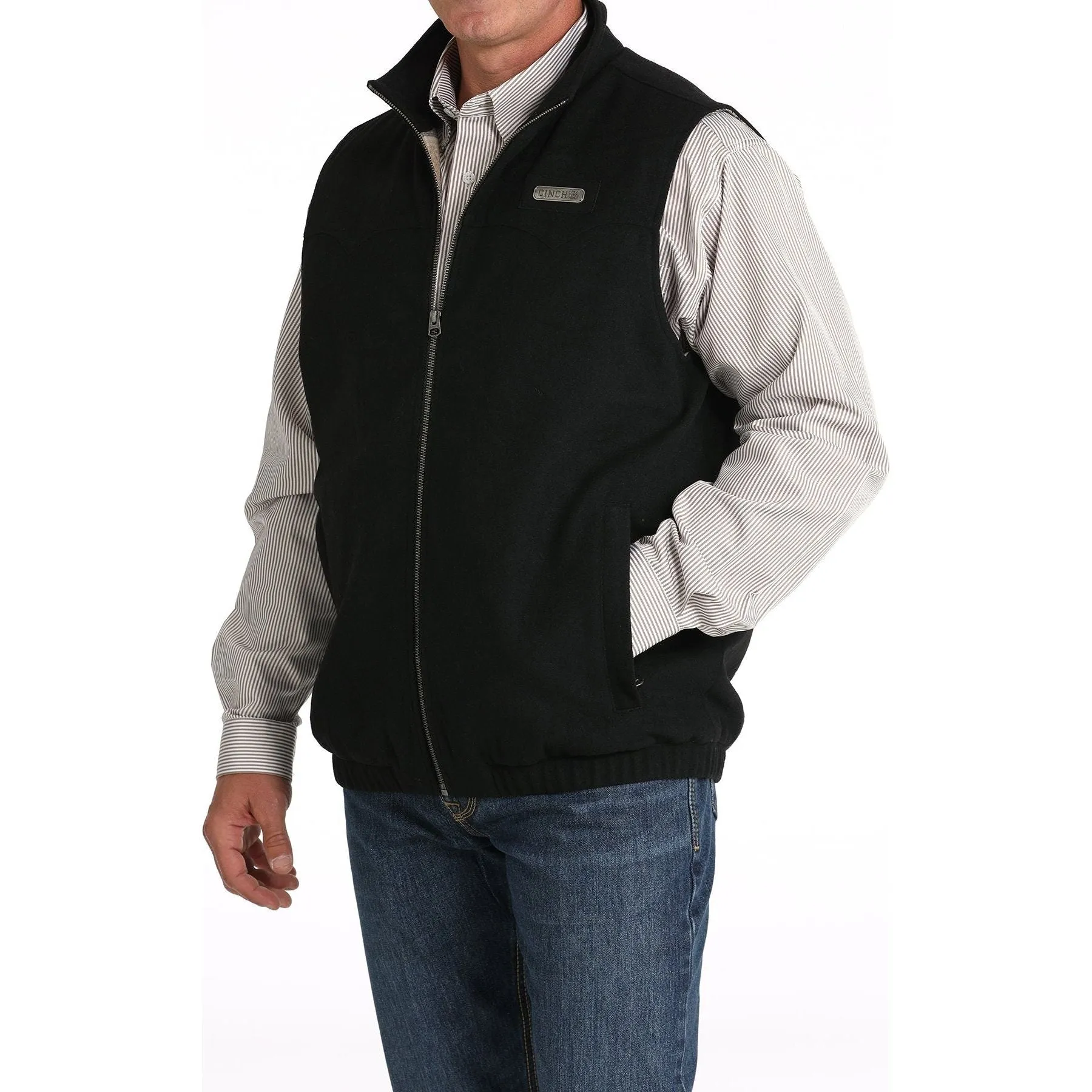 MEN'S CINCH WOOLY CONCEALED CARRY WESTERN VEST - BLACK