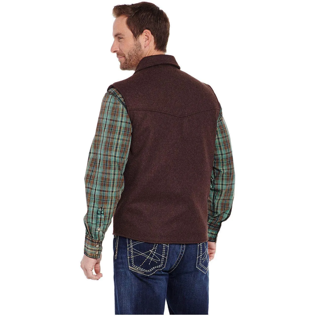 Men's Cripple Creek Wool Melton Vest With Nubuck Leather Trim & Concealed Carry Pocket CR38566-34