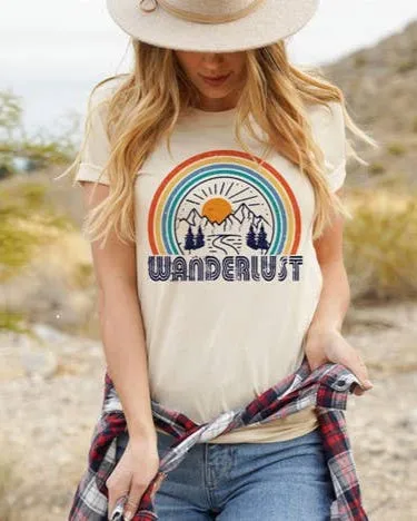 Outdoors Wanderlust Vintage-Style Graphic Tee (Vanilla)