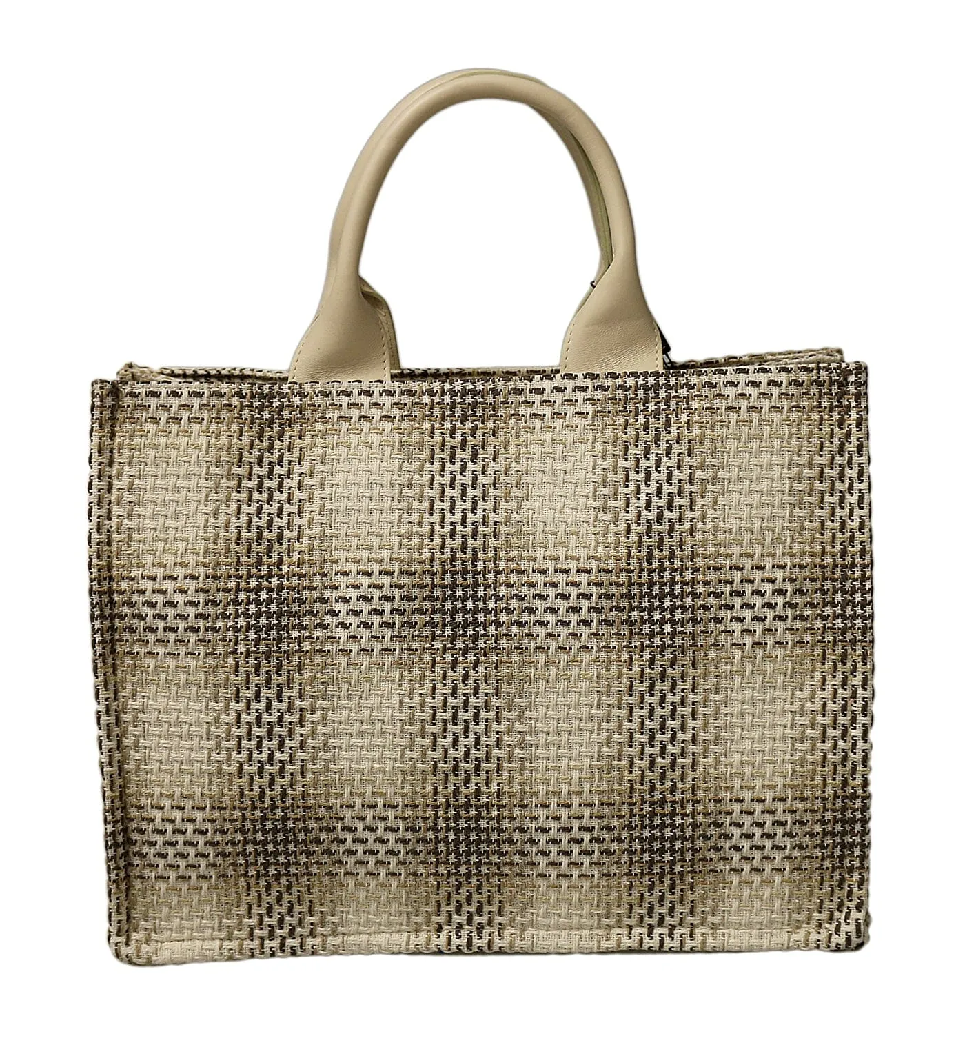 Pierre Cardin Large Beige Structured Tweed Canvas Shopper Tote
