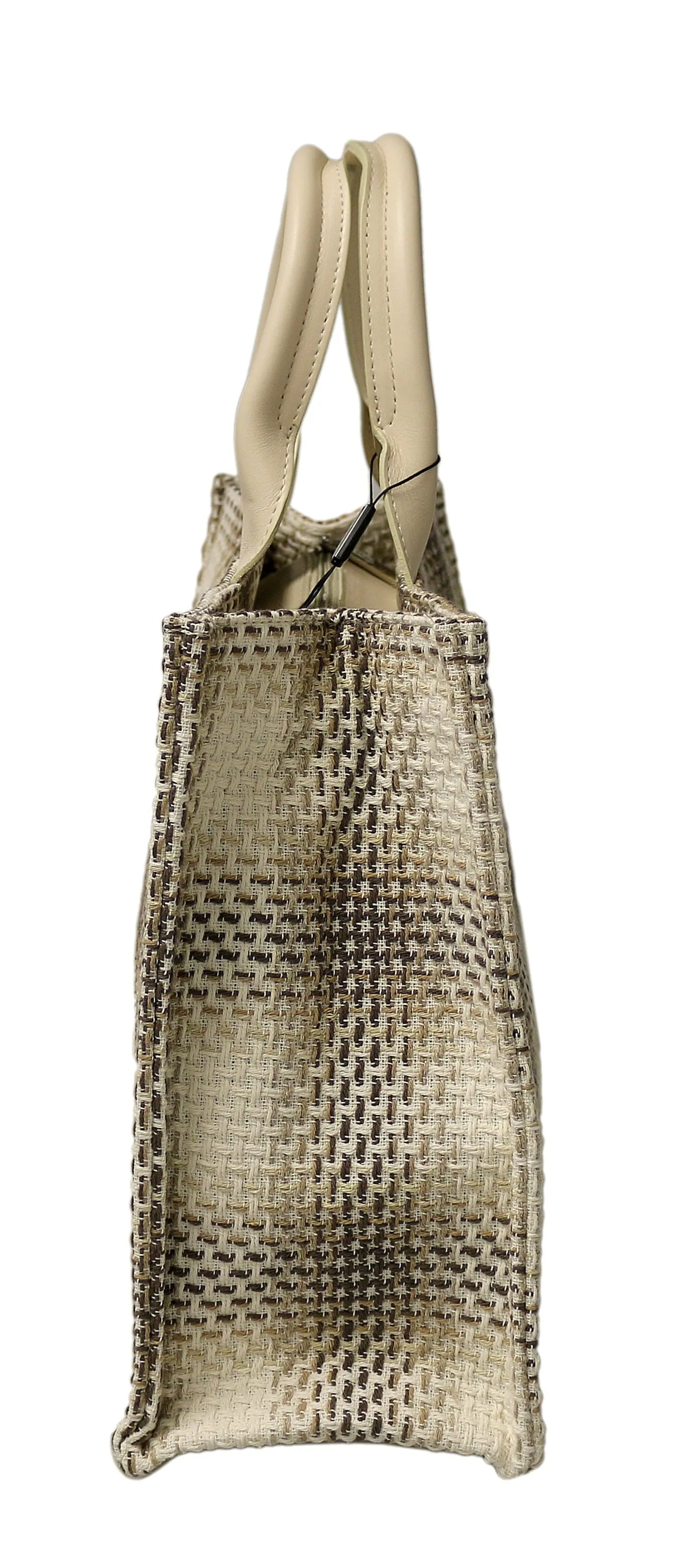 Pierre Cardin Large Beige Structured Tweed Canvas Shopper Tote