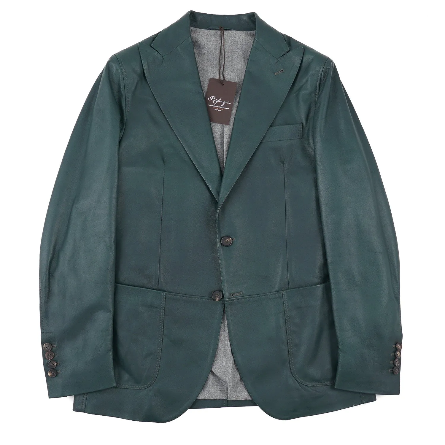 Rifugio Bottle Green Leather Blazer