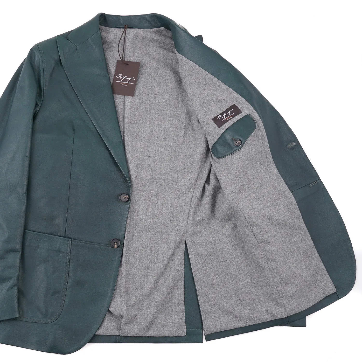 Rifugio Bottle Green Leather Blazer