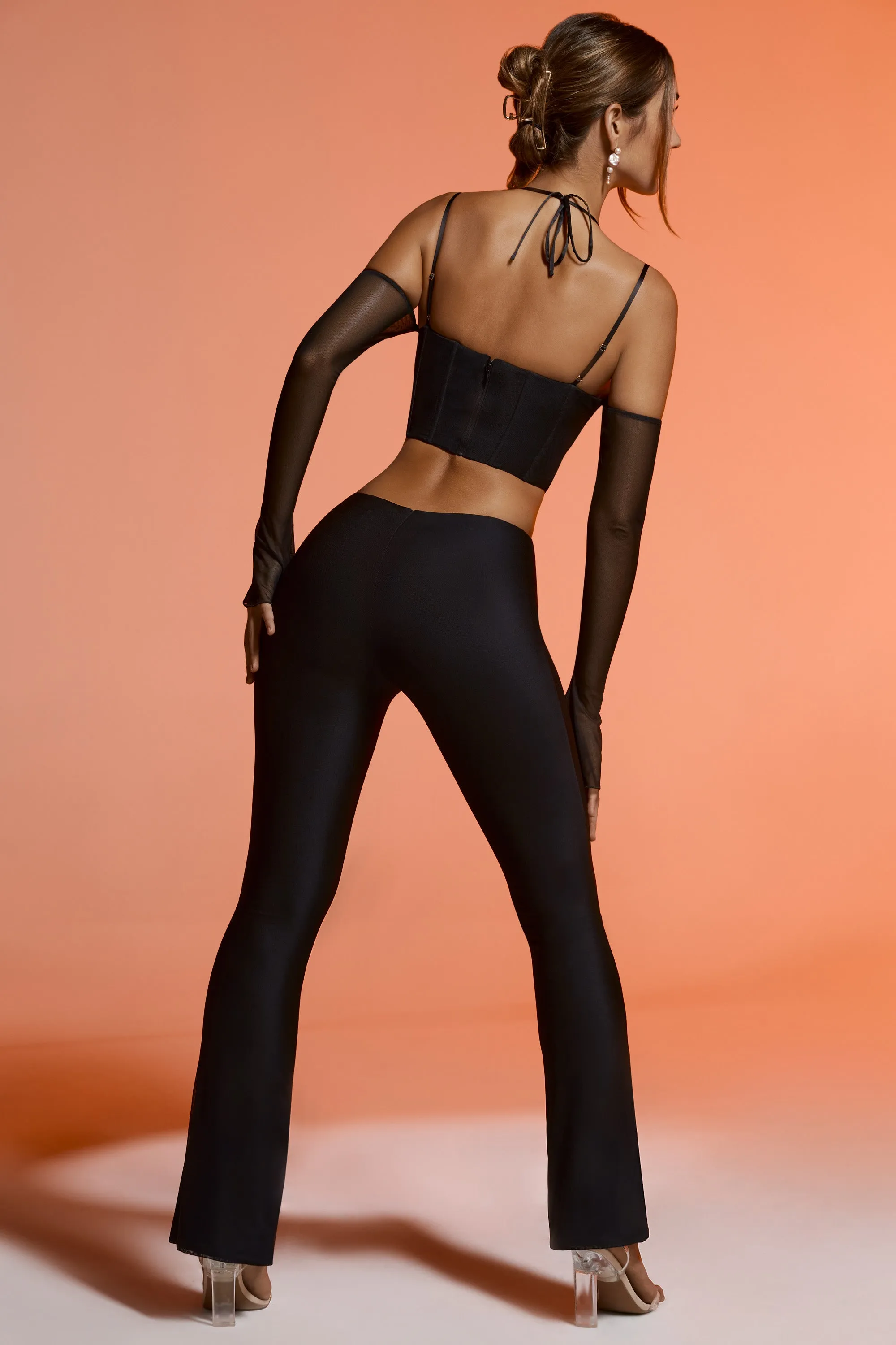 Tall Split Flare Trousers in Black