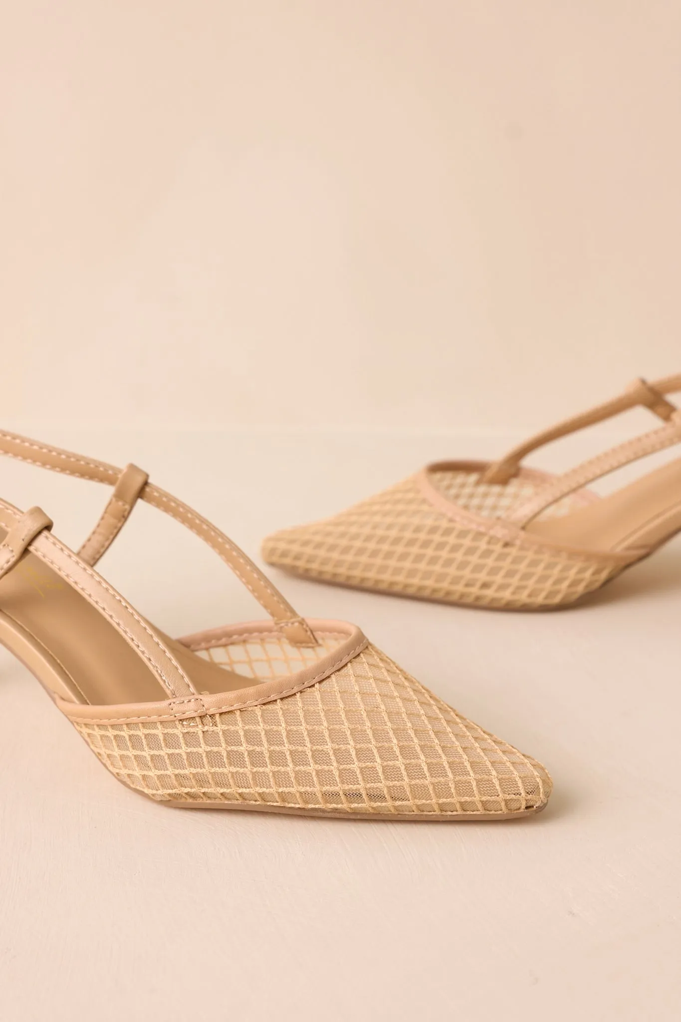 Willow’s Secret Beige Mesh Slingback Kitten Heels