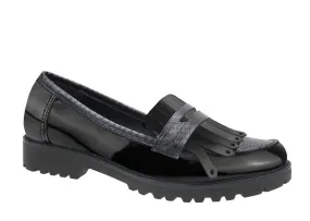 Women's Vegan Black Hi-Shine/Reptile PU Pumps - L5051A