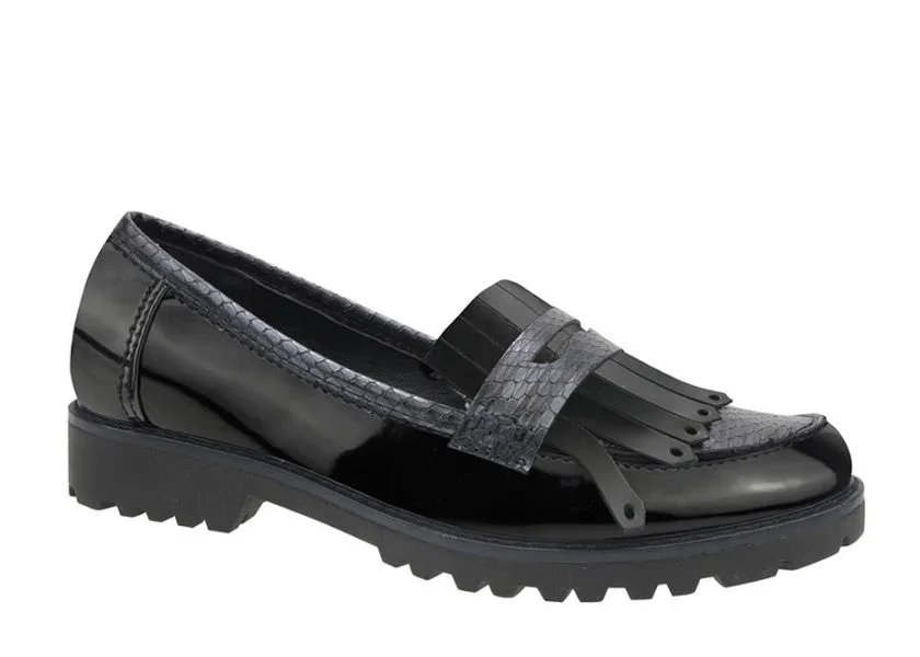 Women's Vegan Black Hi-Shine/Reptile PU Pumps - L5051A