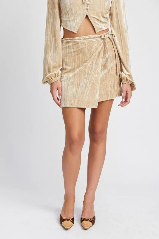 Wrap it Up Mini Velvet Skirt