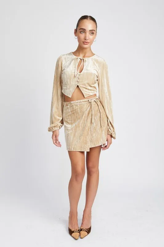 Wrap it Up Mini Velvet Skirt