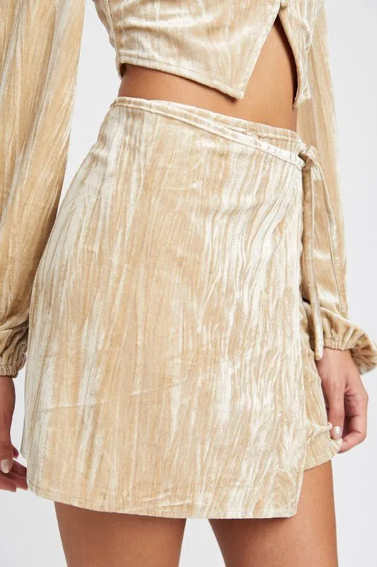 Wrap it Up Mini Velvet Skirt