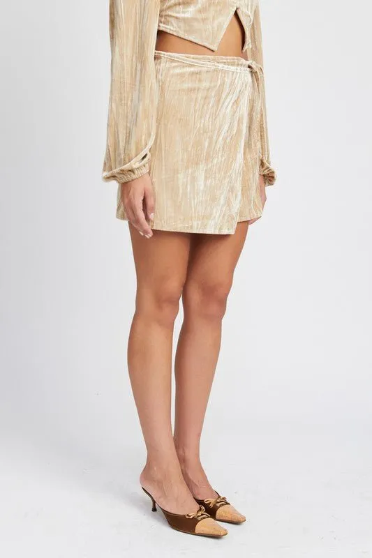 Wrap it Up Mini Velvet Skirt