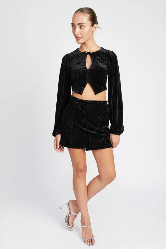 Wrap it Up Mini Velvet Skirt