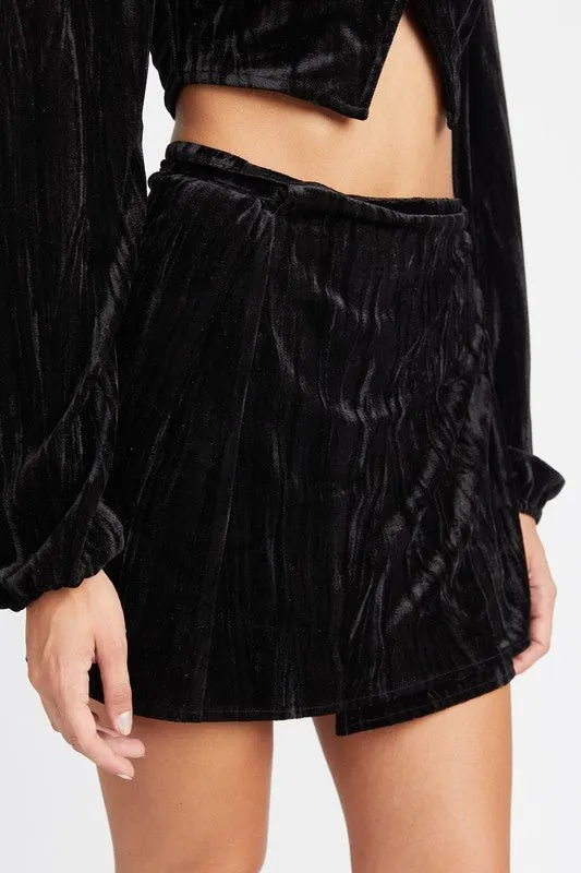 Wrap it Up Mini Velvet Skirt